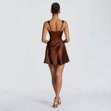 EVE Square Neck Ruched Backless Mini Dress GYME-K6D00550A