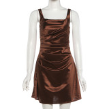 EVE Square Neck Ruched Backless Mini Dress GYME-K6D00550A