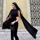 EVE Mesh Sleeveless Ribbon Slim Jumpsuit GYME-K25Q90612