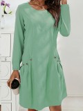 EVE O Neck Short Sleeve Solid Color Mini Dress GDYF-3616