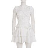 EVE Solid Color Drawstring Cake Mini Dress GPKJ-MR46284