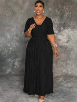 EVE Short Sleeve V Neck Maxi Dress MIL-L322