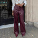 EVE Solid Color PU Leather Causal Pants GPBY-SK9997