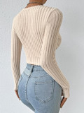 EVE Deep V Neck Long Sleeve Tops GZJF-ZJ2663