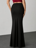 EVE Solid Color High Waist Long Fishtail Skirt GZJF-ZJ6649