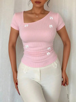 EVE Bow V-Neck T-Shirt GZJF-ZJ2670