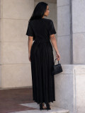 EVE Short Sleeve V Neck Maxi Dress MIL-L322