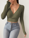 EVE Deep V Neck Long Sleeve Tops GZJF-ZJ2663