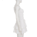 EVE Solid Color Drawstring Cake Mini Dress GPKJ-MR46284