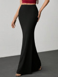 EVE Solid Color High Waist Long Fishtail Skirt GZJF-ZJ6649