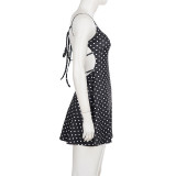 EVE Polka Dots Print Backless Tie Up Mini Dress GPKJ-MR48183