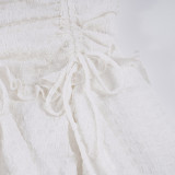EVE Solid Color Drawstring Cake Mini Dress GPKJ-MR46284
