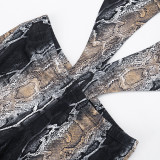 EVE Snake Print Backless Hollow Out Jumpsuit MXBF-J26JP014