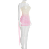 EVE Graduated Print Mesh Tight Tube Top Dress GSZM-D26DS047