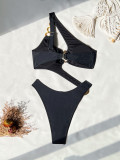 EVE Sexy Solid Color Single Shoulder One Piece Swimsuit CASF-6736