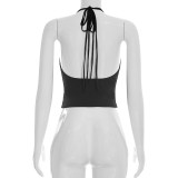 EVE Rivet Halterneck Tie Up Tank Top GSBW-C26TP070