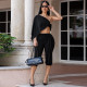 EVE Solid Color Irregular Top Seventh Pants 3 Piece Set GSZM-C26ST085