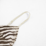 EVE Zebra Print V-neck Mesh Tank Top GSBW-C26TP061