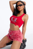 EVE Rivet-Embellished Waist Chain Denim Short LA-6010