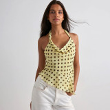 EVE Polka Dots Print Halterneck Backless Tops GSBW-J26TP107