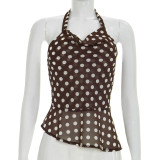 EVE Polka Dots Print Halterneck Backless Tops GSBW-J26TP107
