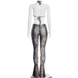 EVE Snake Print Backless Hollow Out Jumpsuit MXBF-J26JP014