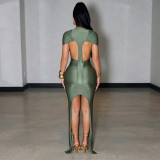 EVE Backless Hollow Out Ruched Mini Dress GSZM-J26DS116