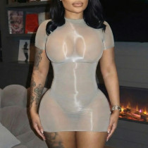 EVE Sexy See Through Short Sleeve Mini Dress GSZM-Y26DS074