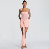 EVE Mesh Halterneck Ruched Mini Dress GSZM-D26DS054