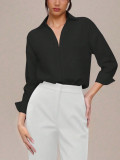 EVE Loose V Neck Long Sleeve Shirts GSRX-663