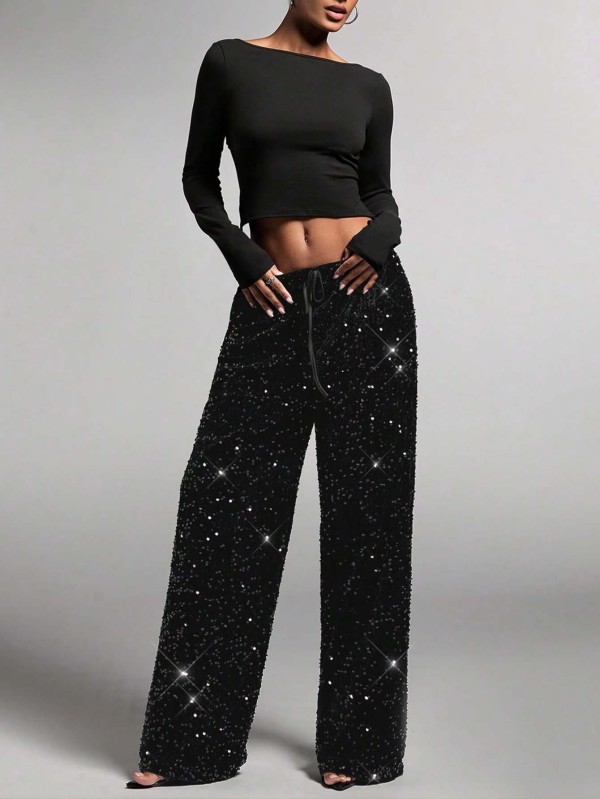 EVE Casual sequined Drawstring Pants GXRF-QC160