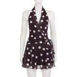 EVE Polka Dots Print Sleeveless Backless Mini Dress GPKJ-MR47709