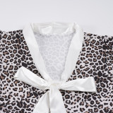EVE Leopard Print V Neck Tie Up Mini Dress GPKJ-MR47128