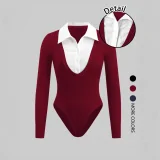 EVE Color Block Lapel Bodysuit GSRX-SRX733