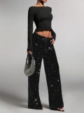 EVE Casual sequined Drawstring Pants GXRF-QC160
