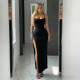 EVE Solid Color Sling High Split Maxi Dress GPKJ-MR48301