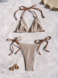 EVE Solid Color Backless Tie Up Bikinis 2 Piece Swimsuit CASF-6750
