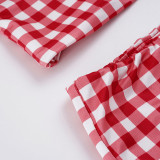 EVE Plaid Print Halterneck Two Piece Shorts Set GPKJ-MR48112