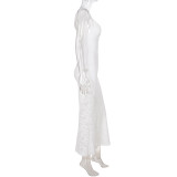 EVE Lace Patchwork V Neck Backless Maxi Dress GPKJ-MR48286