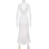EVE Lace Patchwork V Neck Backless Maxi Dress GPKJ-MR48286