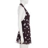 EVE Polka Dots Print Sleeveless Backless Mini Dress GPKJ-MR47709