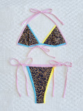 EVE Leopard Print Color Block Biikinis 2 Piece Swimsuit CASF-6801