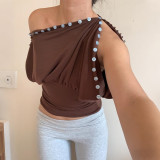 EVE Button Off Shoulder Fitted Top XEF-K25L89997