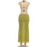 EVE Halterneck Backless Mesh Maxi Dress XEF-K6D02631A