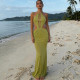 EVE Halterneck Backless Mesh Maxi Dress XEF-K6D02631A