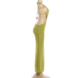 EVE Halterneck Backless Mesh Maxi Dress XEF-K6D02631A