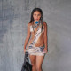 EVE Tiger Print Sexy Backless Ruched Mini Dress DLSF-K6D02571A