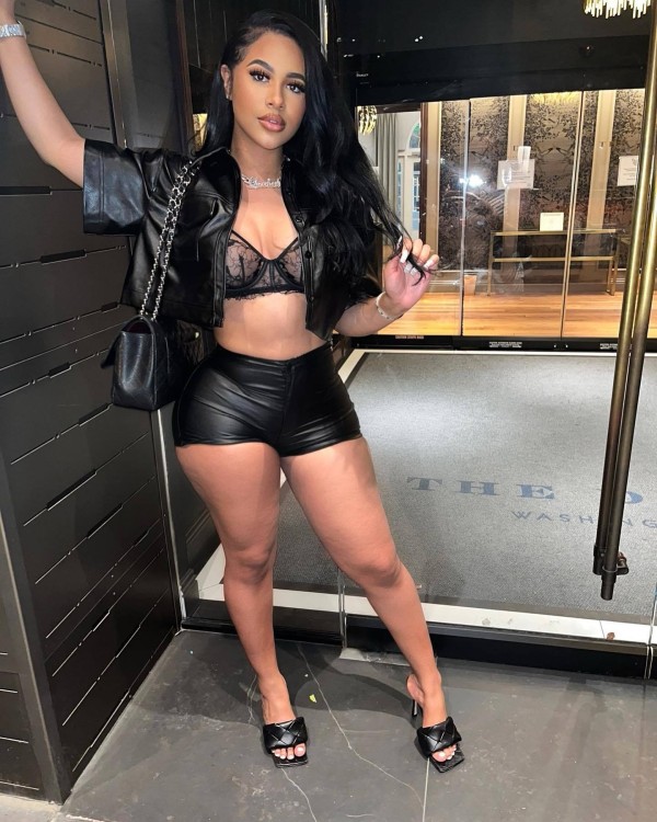 EVE PU Leather Tight Short Sleeve Two PIece Shorts Set GXBQ-1545