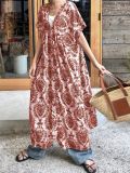 EVE Print Short Sleeve Big Swing Maxi Dress GSRX-832