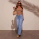 EVE Solid Color Washed Staight Jeans XCFF-14165
